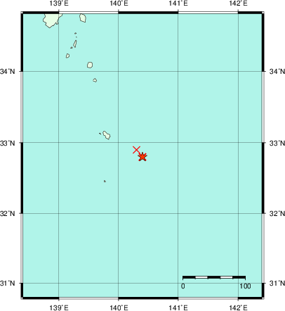 推定した震源の位置