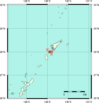 推定した震源の位置