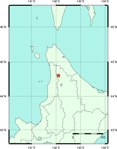 推定した震源の位置