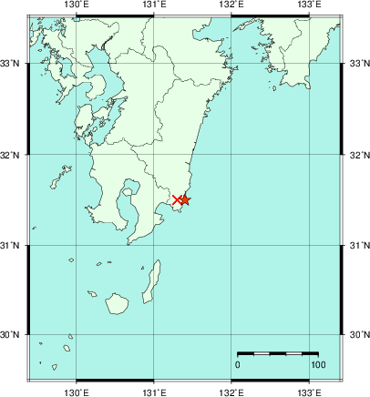 推定した震源の位置