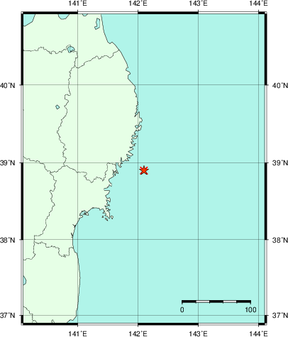 推定した震源の位置