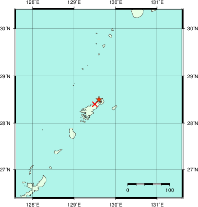 推定した震源の位置
