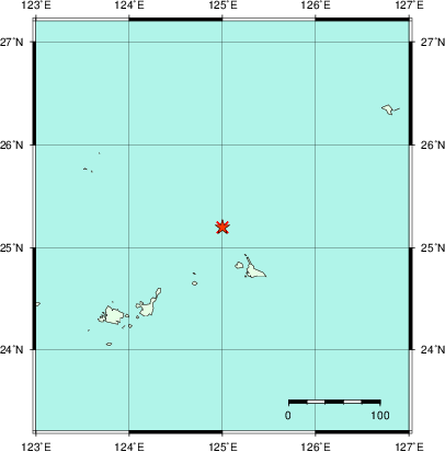 推定した震源の位置