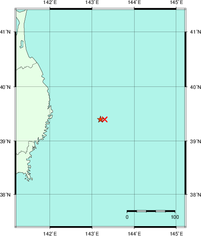 推定した震源の位置