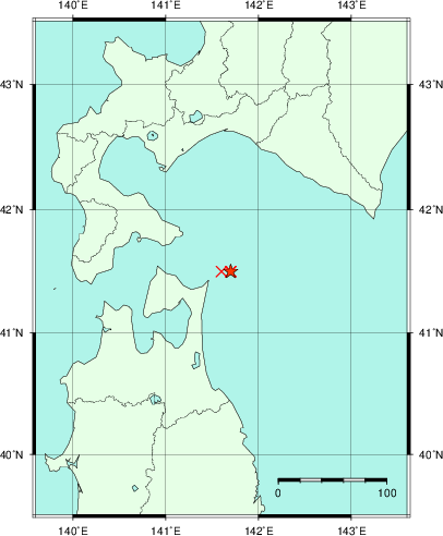 推定した震源の位置