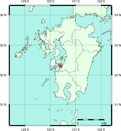 推定した震源の位置