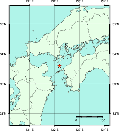 推定した震源の位置