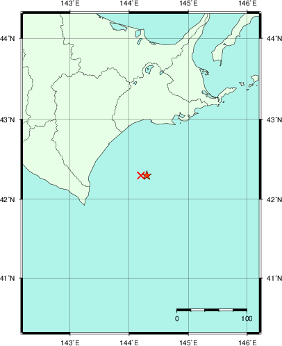 推定した震源の位置