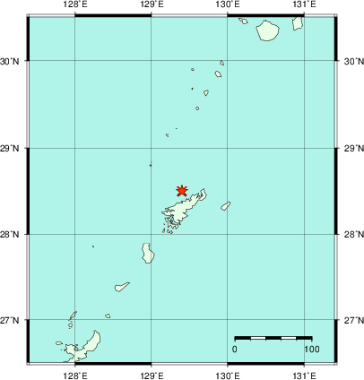 推定した震源の位置