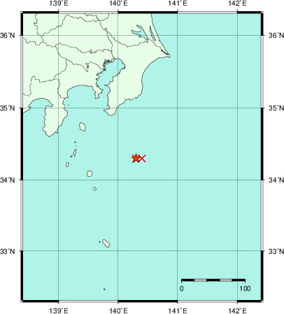 推定した震源の位置