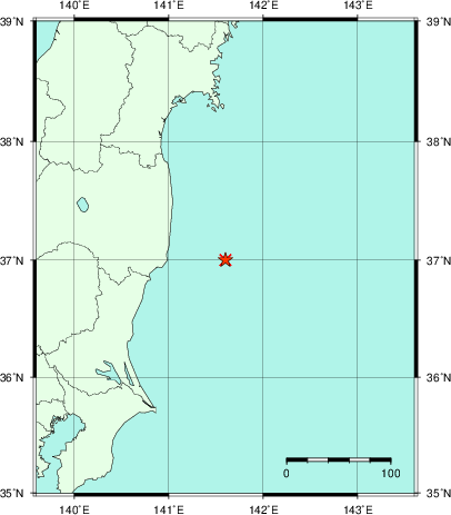 推定した震源の位置