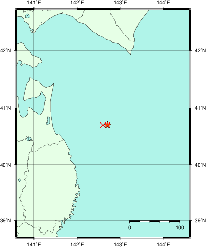 推定した震源の位置