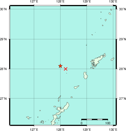 推定した震源の位置