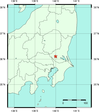 推定した震源の位置