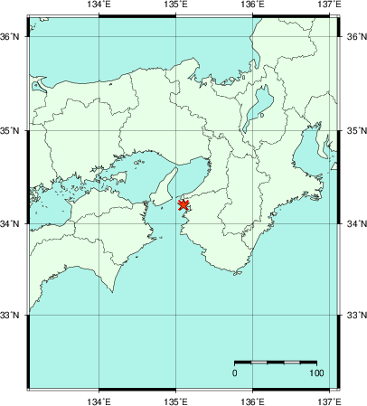 推定した震源の位置
