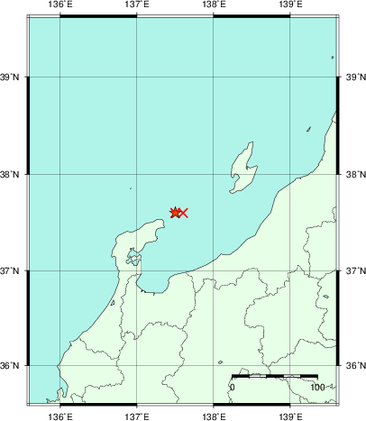 推定した震源の位置