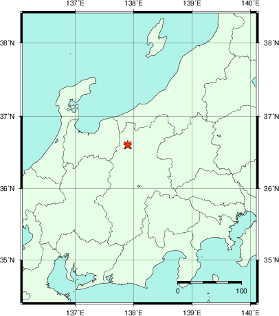 推定した震源の位置