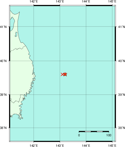 推定した震源の位置