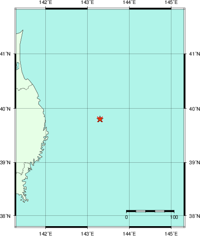 推定した震源の位置