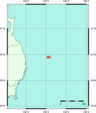 推定した震源の位置