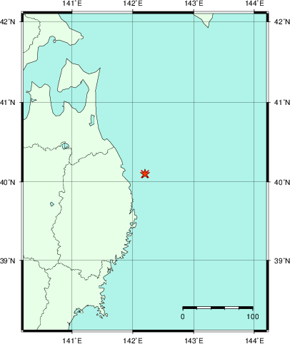 推定した震源の位置