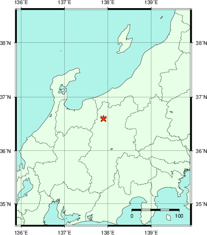推定した震源の位置