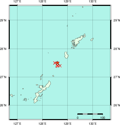 推定した震源の位置