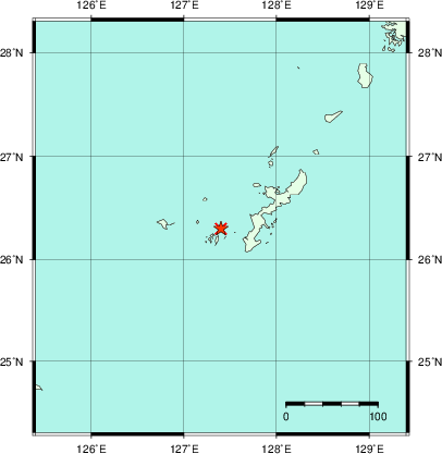 推定した震源の位置