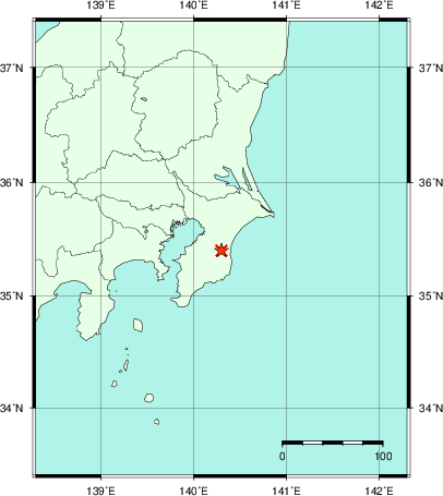 推定した震源の位置