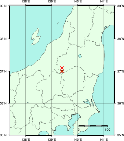 推定した震源の位置