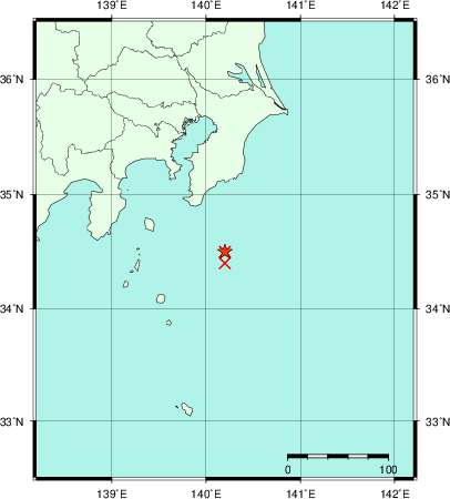 推定した震源の位置