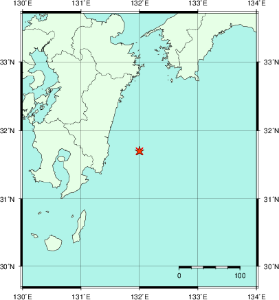 推定した震源の位置