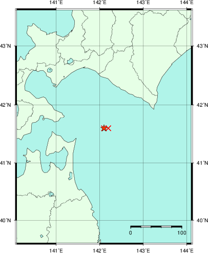 推定した震源の位置