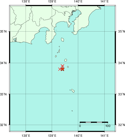 推定した震源の位置