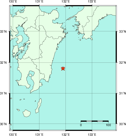 推定した震源の位置