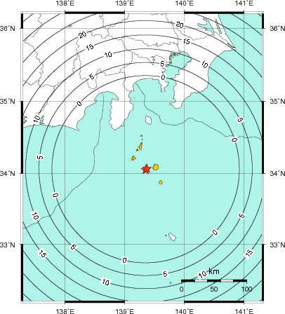 緊急地震速報（警報）第1報を発表した地域及び主要動到達までの時間