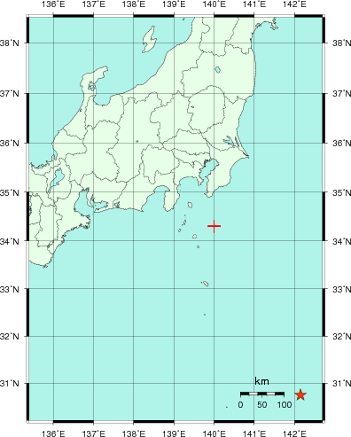 推定した震源の位置