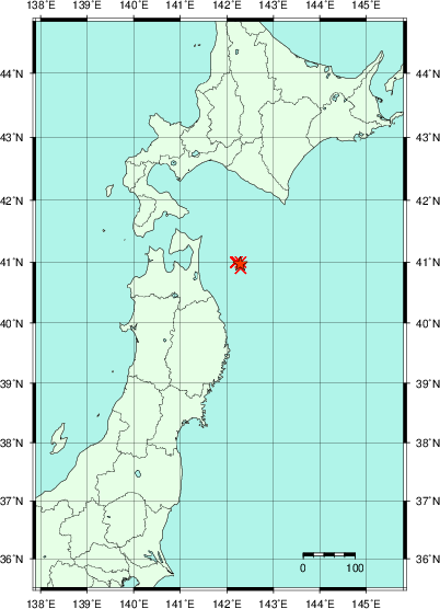 推定した震源の位置