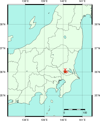 推定した震源の位置
