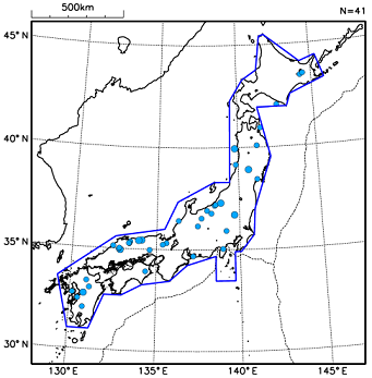 規模が近い地震が続発した事例(内陸地殻内)