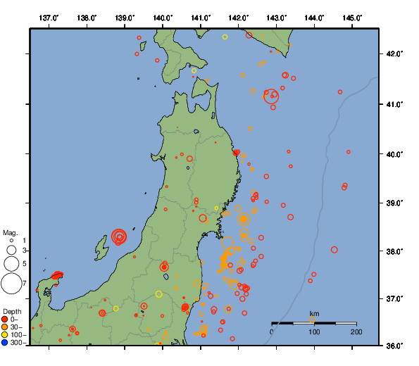 震央分布図