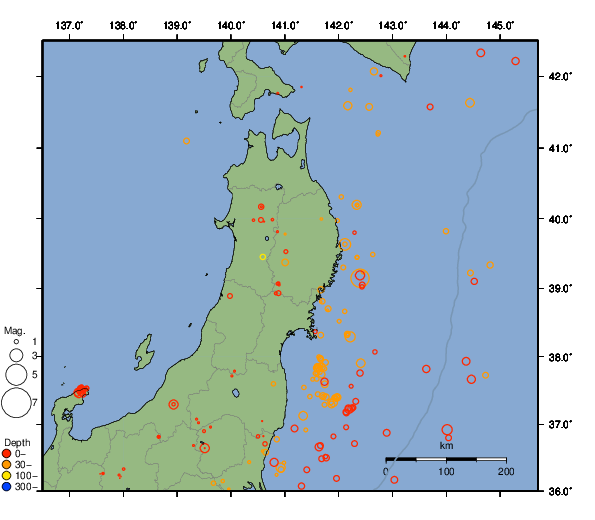 震央分布図