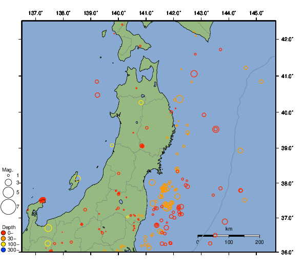 震央分布図