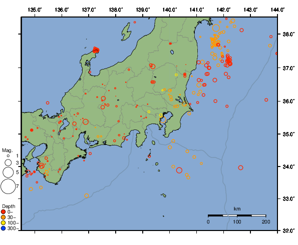 震央分布図