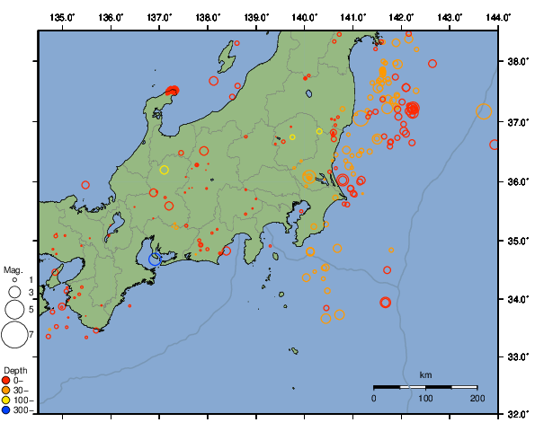 震央分布図