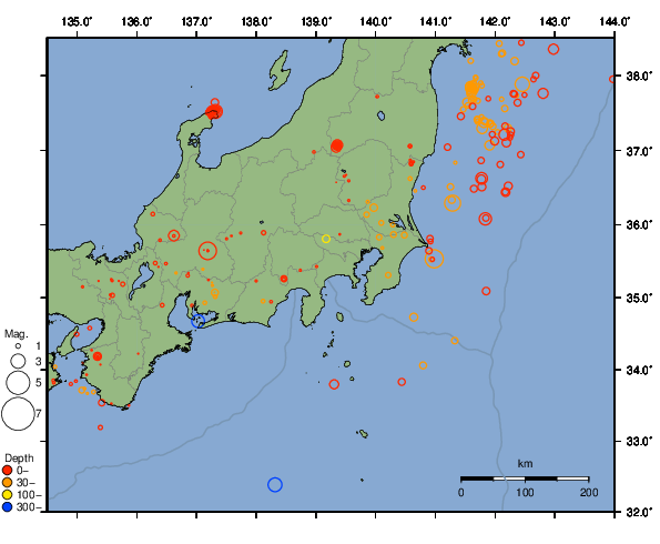 震央分布図