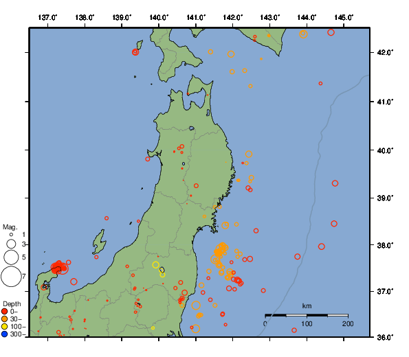 震央分布図