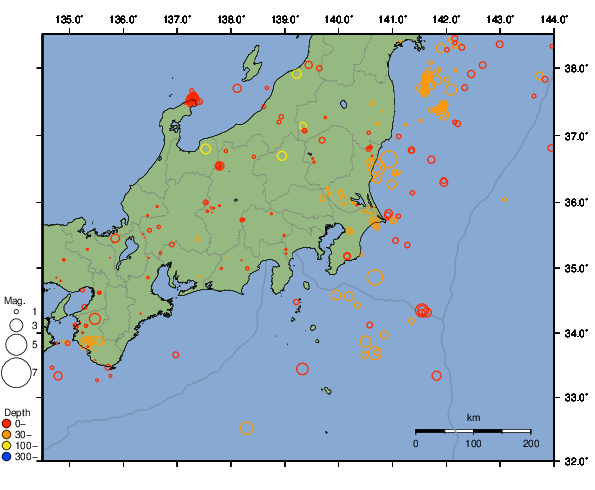 震央分布図