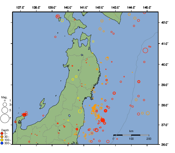 震央分布図