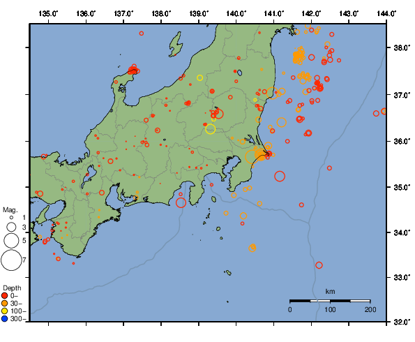 震央分布図